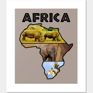 Africa Wildlife Continent Collage Posters and Art